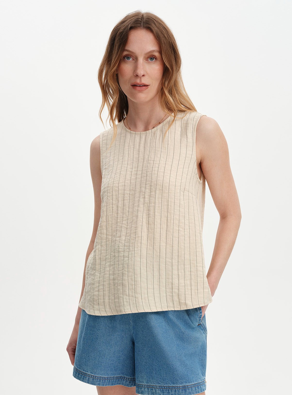 FINERY Vallie Top Beige Stripe 