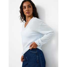 Sheer V-Neck Knitted Jumper