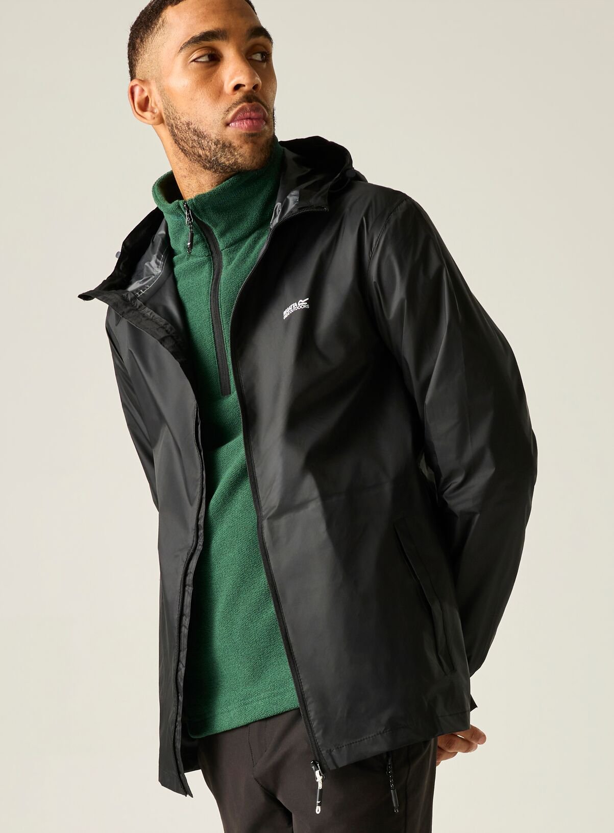 REGATTA Mens Waterproof Pack It Jacket III Black 