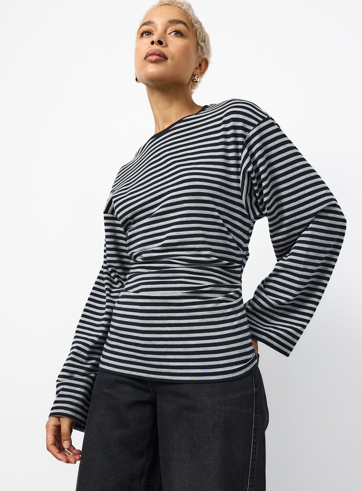 Relaxed Fit Cotton Rich Striped Long-Sleeve Top 