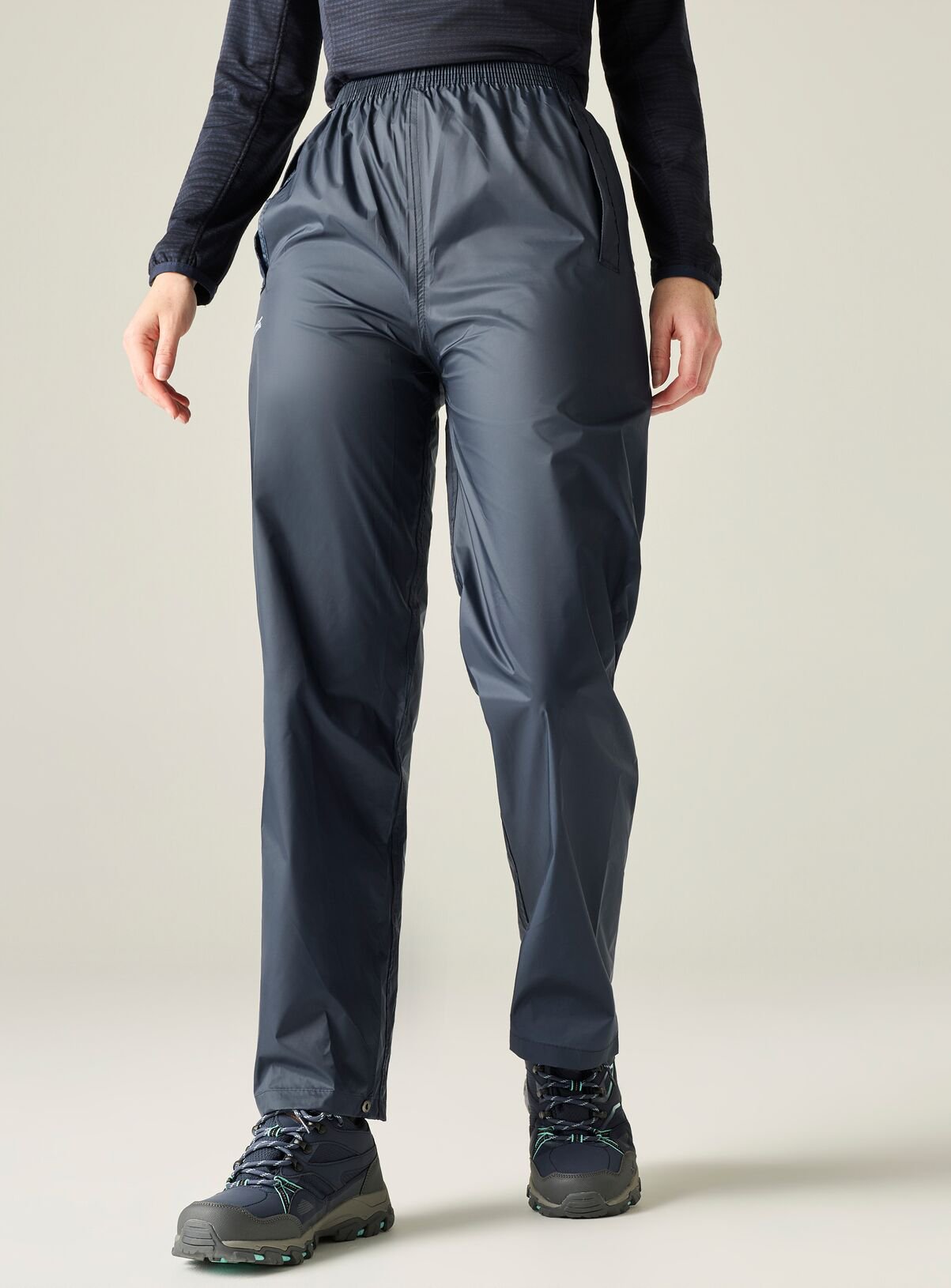 REGATTA Womens Waterproof Pack It Over Trousers Navy 