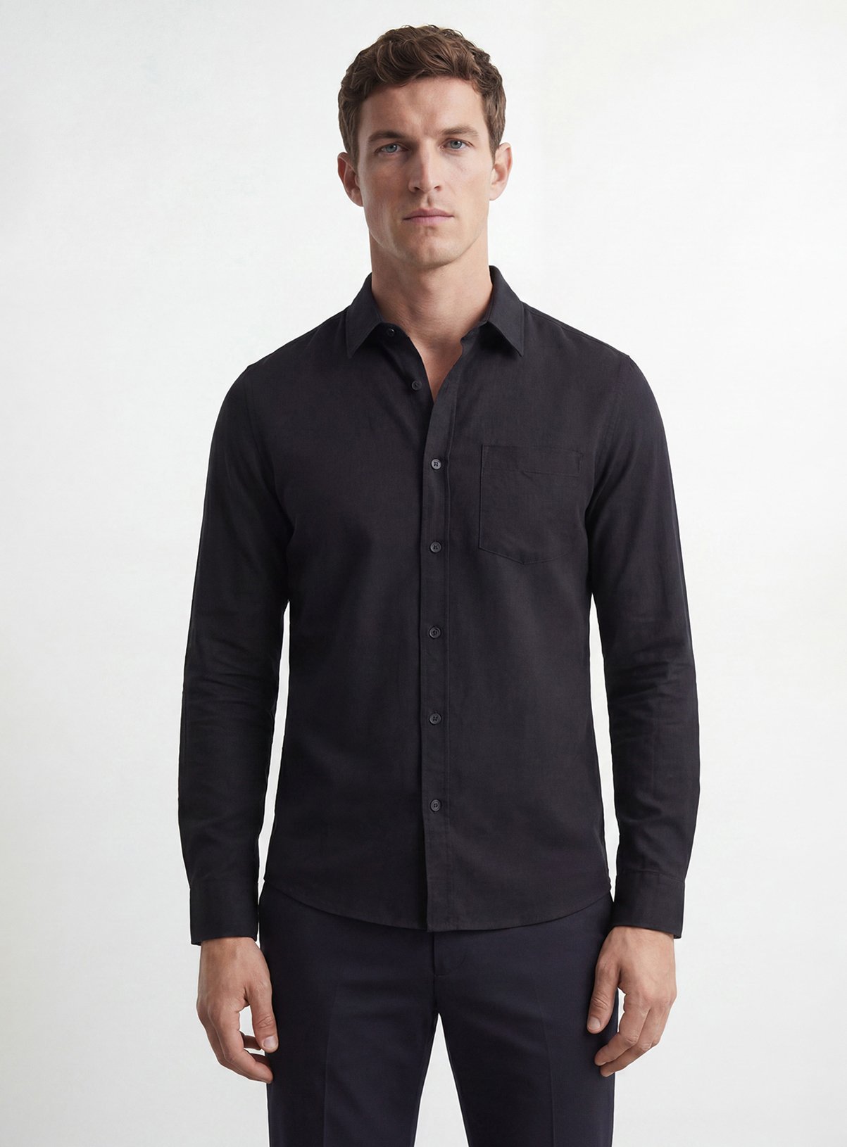 BURTON Black Long Sleeve Shirt With Linen 