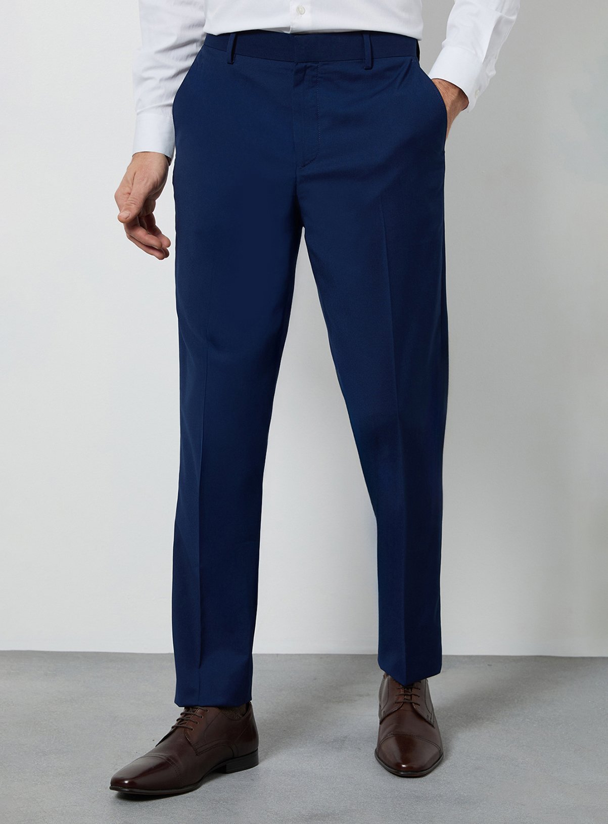 BURTON Royal Blue Textured Slim Fit Suit Trousers 