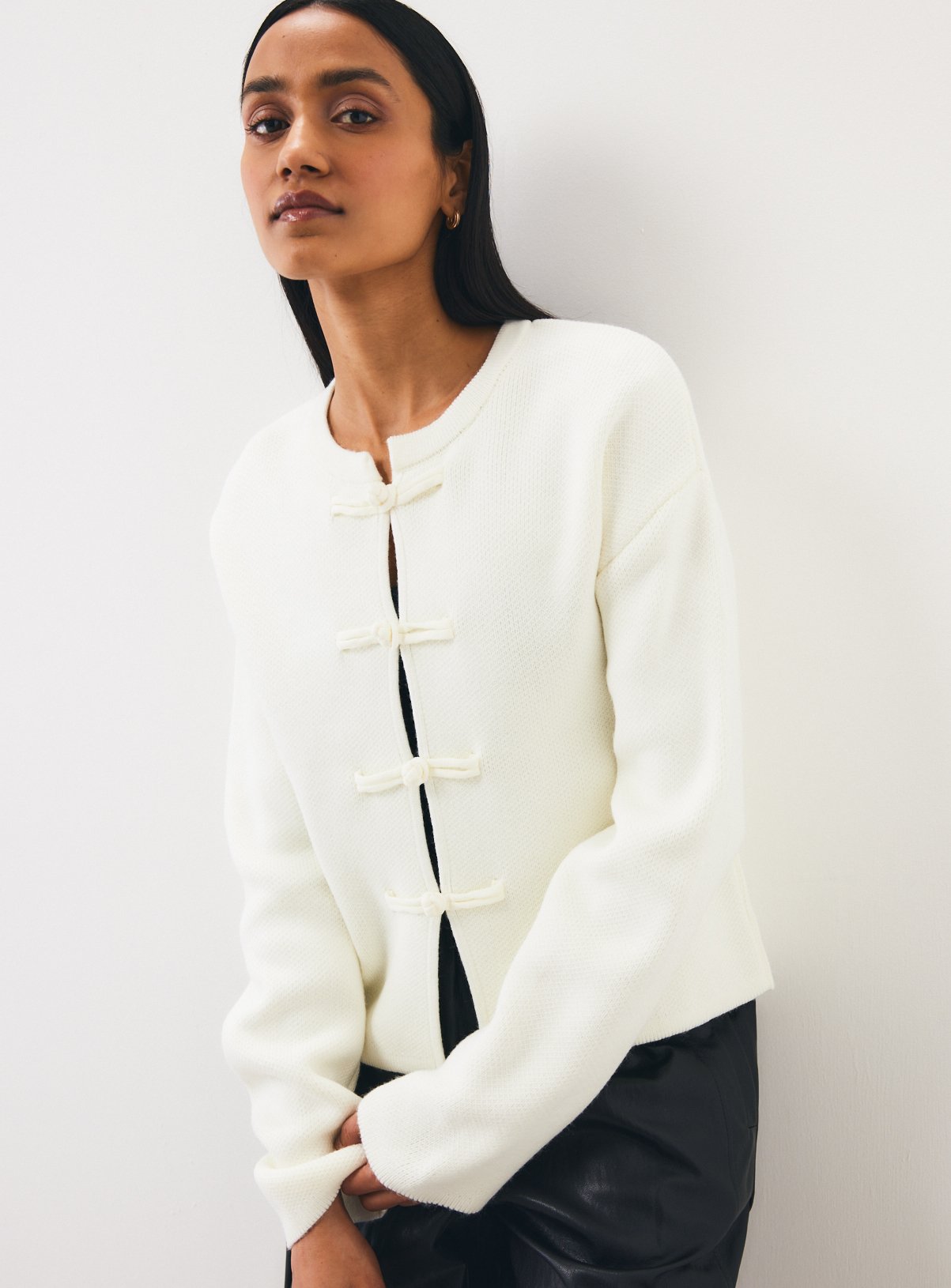 Frogging Trim Knitted Jacket 