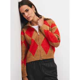 Argyle Zip Through Cardigan