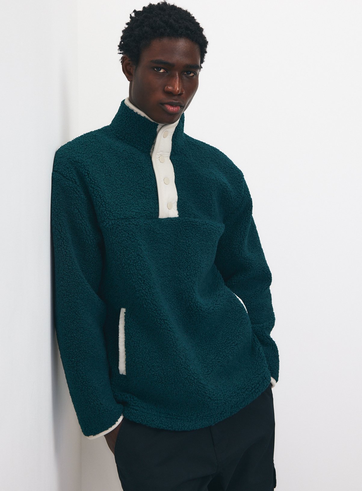 Green Borg Popper Neck Fleece 