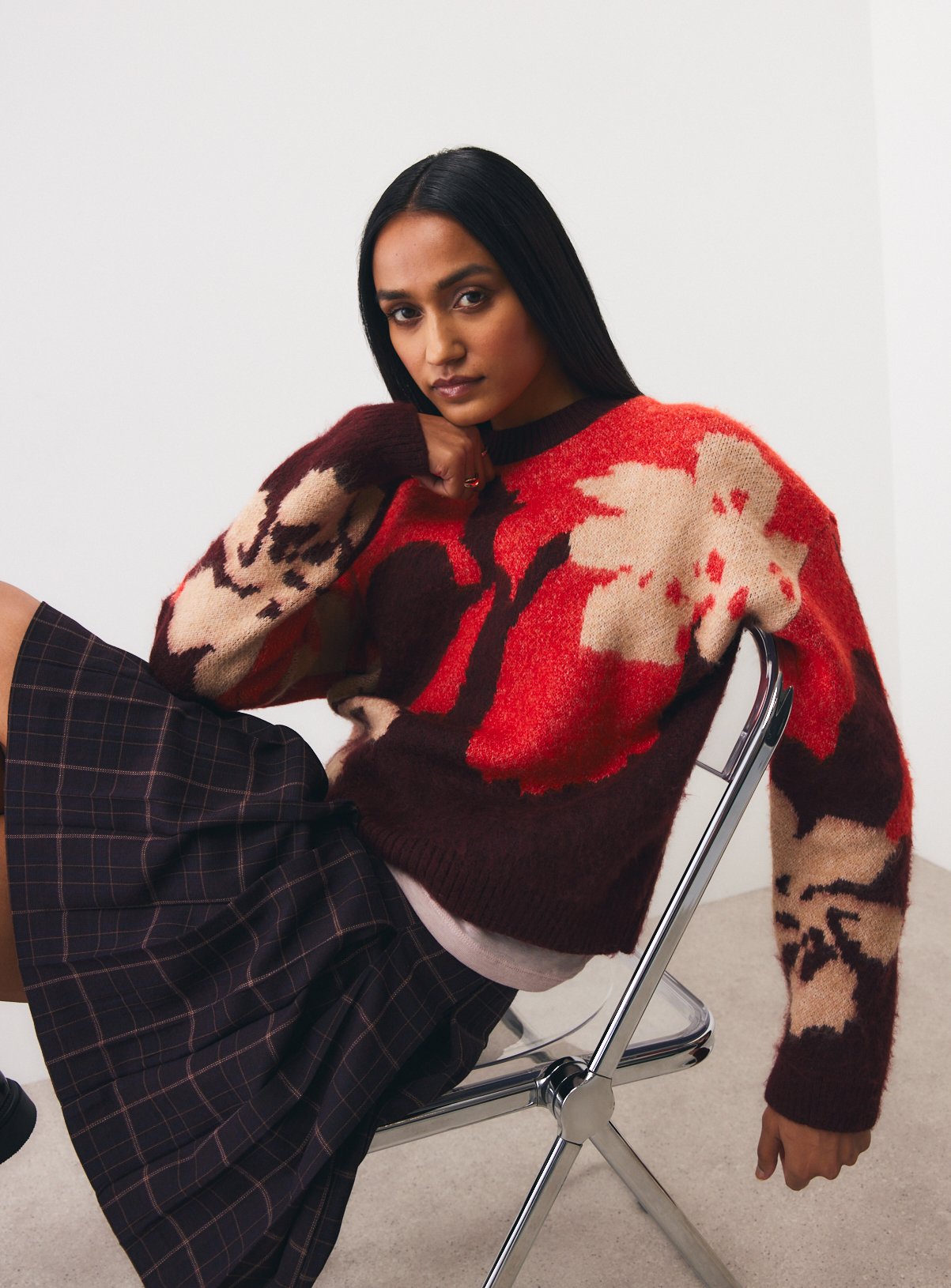 Floral Relaxed Fit Knitted Jumper 