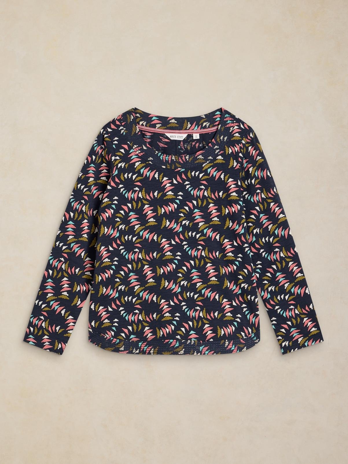 WHITE STUFF Weaver Notch Long Sleeve T-Shirt 