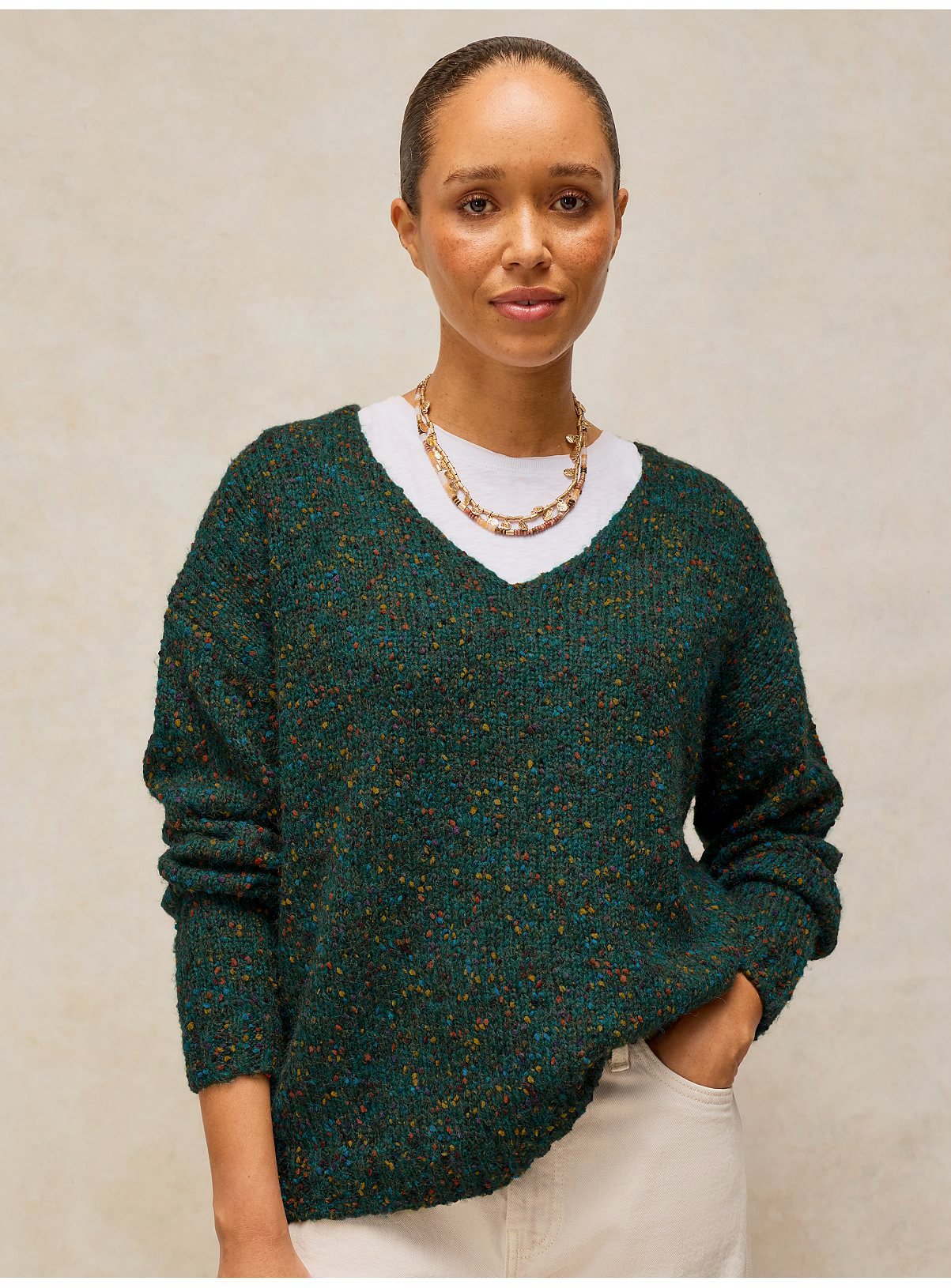 WHITE STUFF Texture V Neck Jumper 