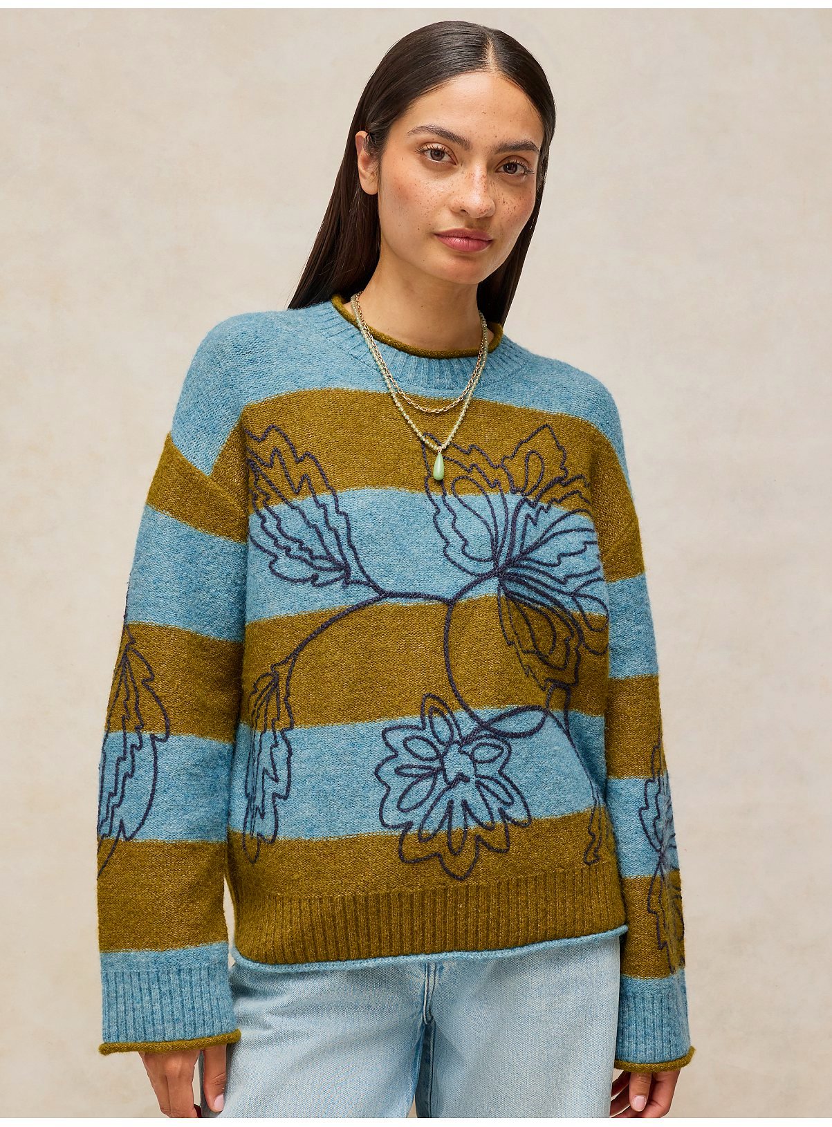 WHITE STUFF Emma Embr Stripe Jumper 