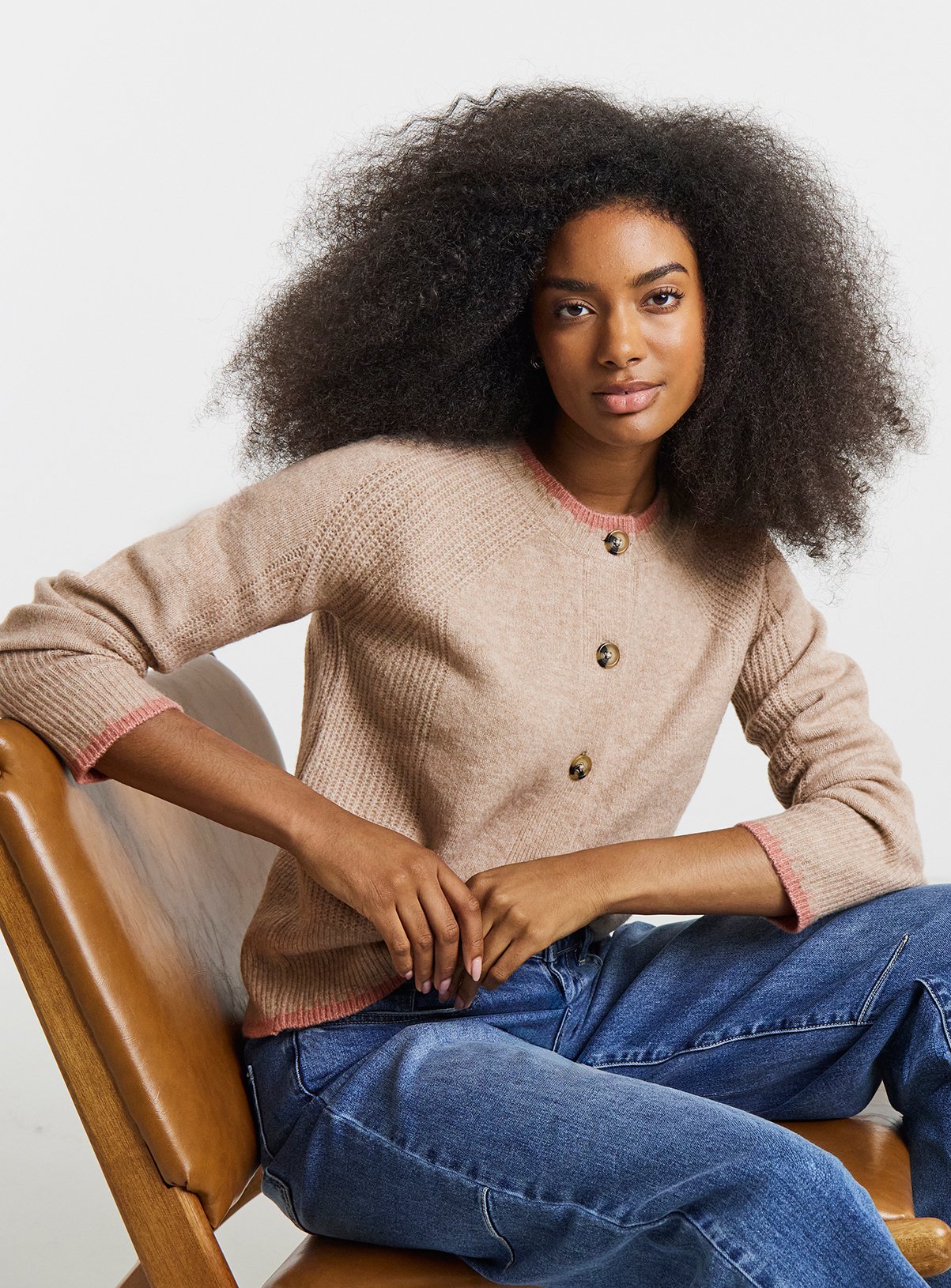 SIMPLY BE Sponge Whipstitch Crew Neck Cardigan 