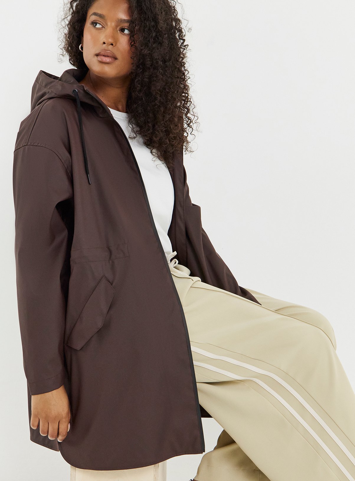 SIMPLY BE Brown Longline Coated Raincoat 