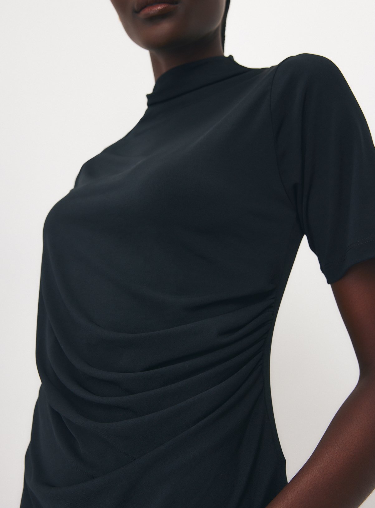 Navy Asymmetric Drapey Top 
