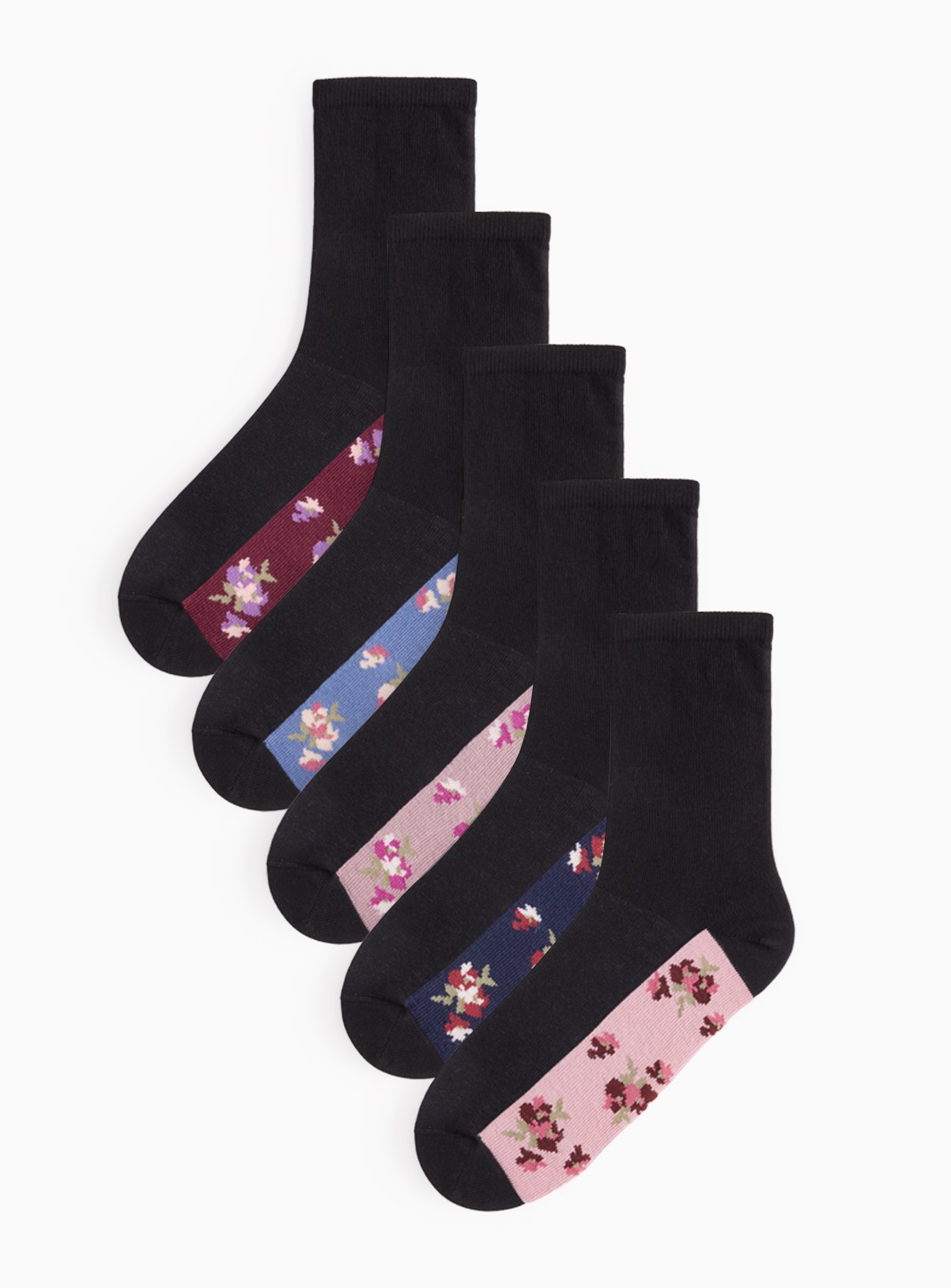 Floral Footbed Ankle Socks 5 Pack 
