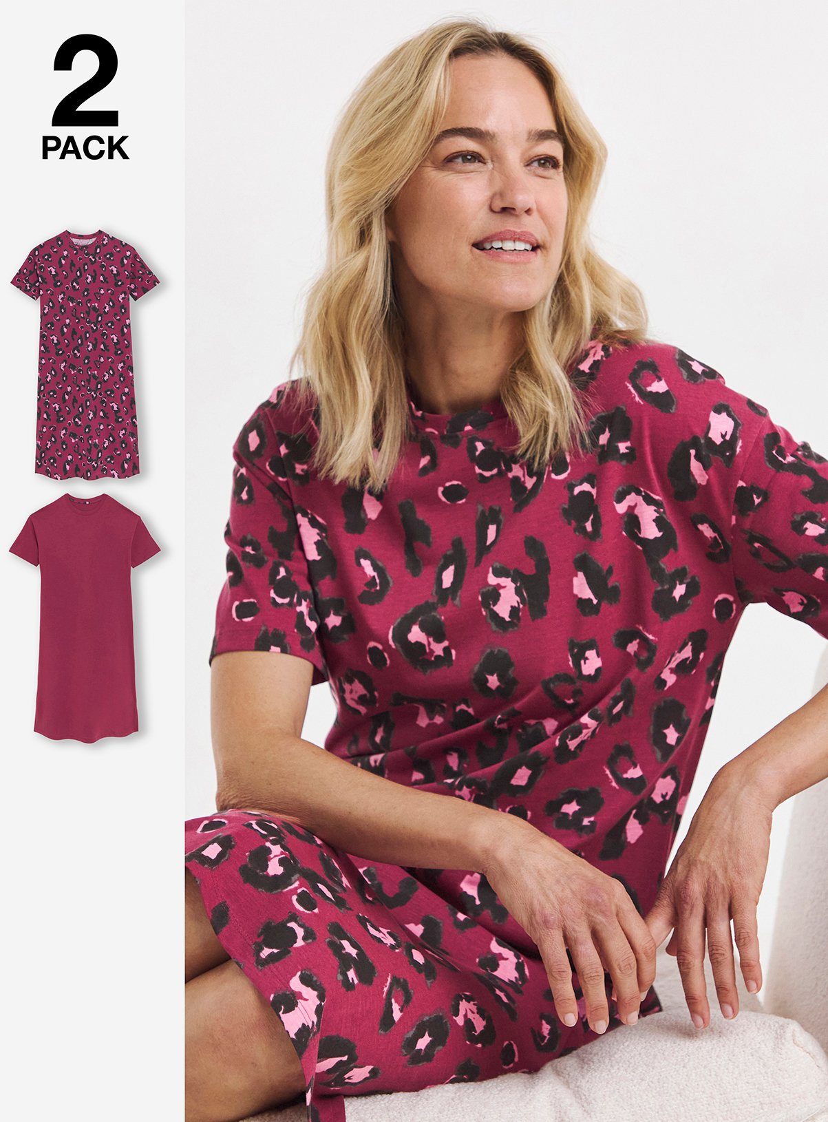 SIMPLY BE Value 2 Pack Leopard Nighties 