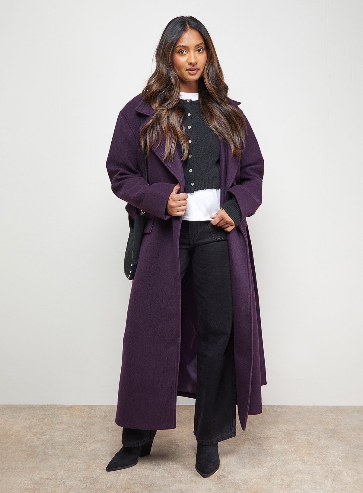OASIS Tie Belt Detail Midi Coat 