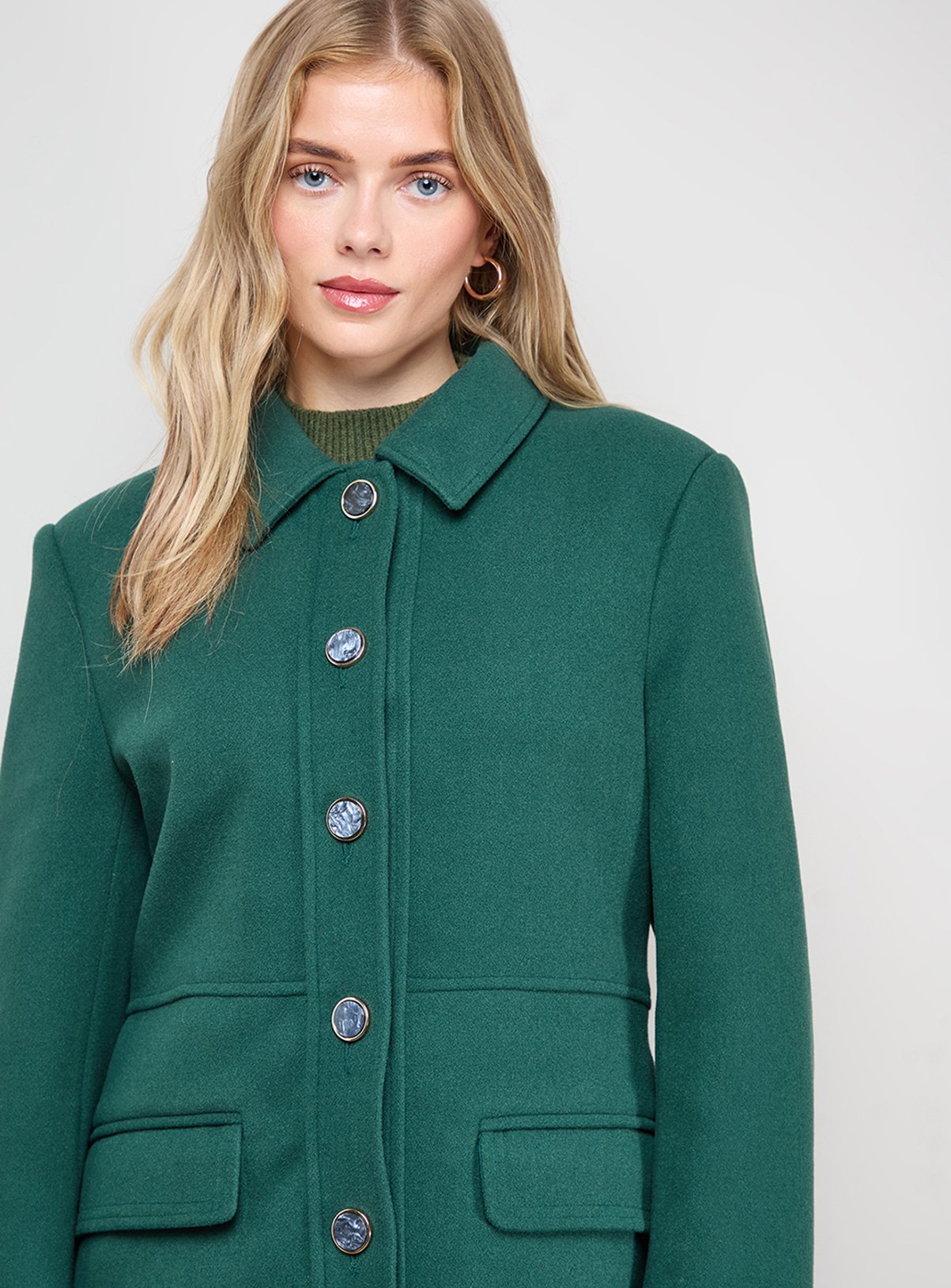 OASIS Faux Wool Button Through Dolly Coat 