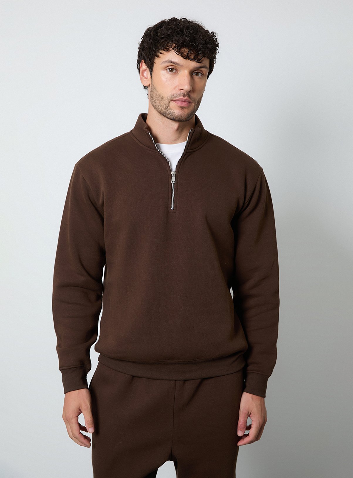 BURTON Brown Half Zip Jersey Sweatshirt 