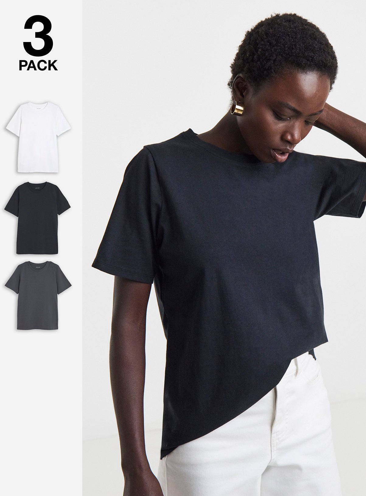 JD WILLIAMS 3 Pack Crew Neck Short Sleeve T-Shirts 
