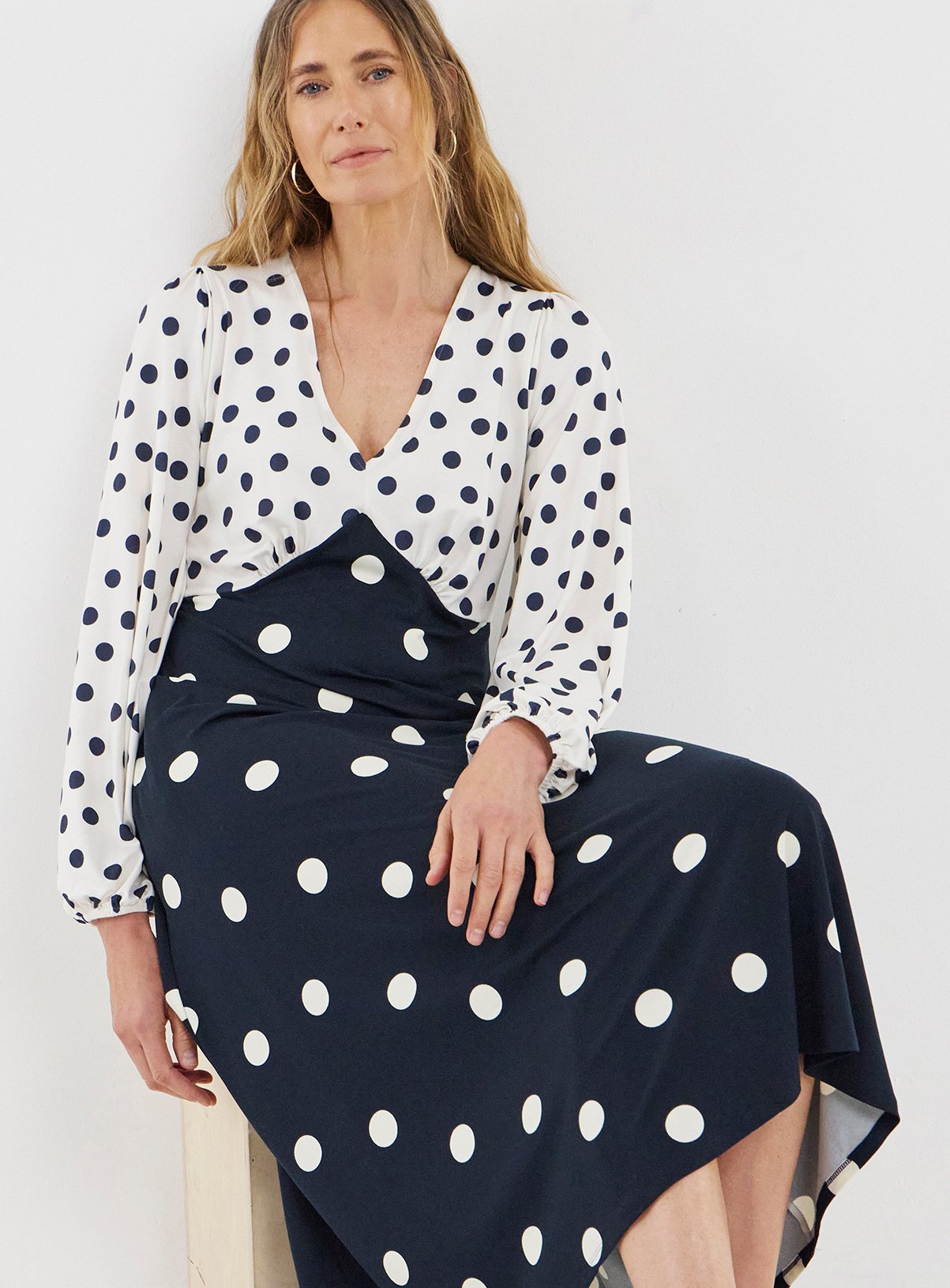 JD WILLIAMS Soft Touch Spot Print Midi Tea Dress 