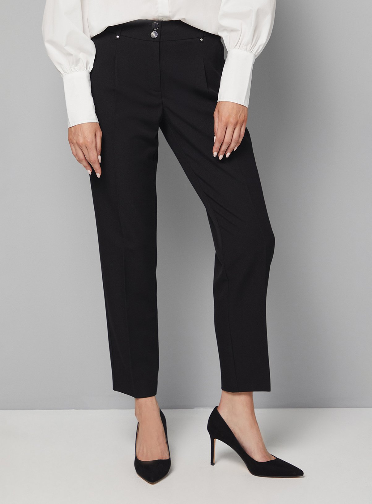 WALLIS Black Smart Tapered Leg Trousers 