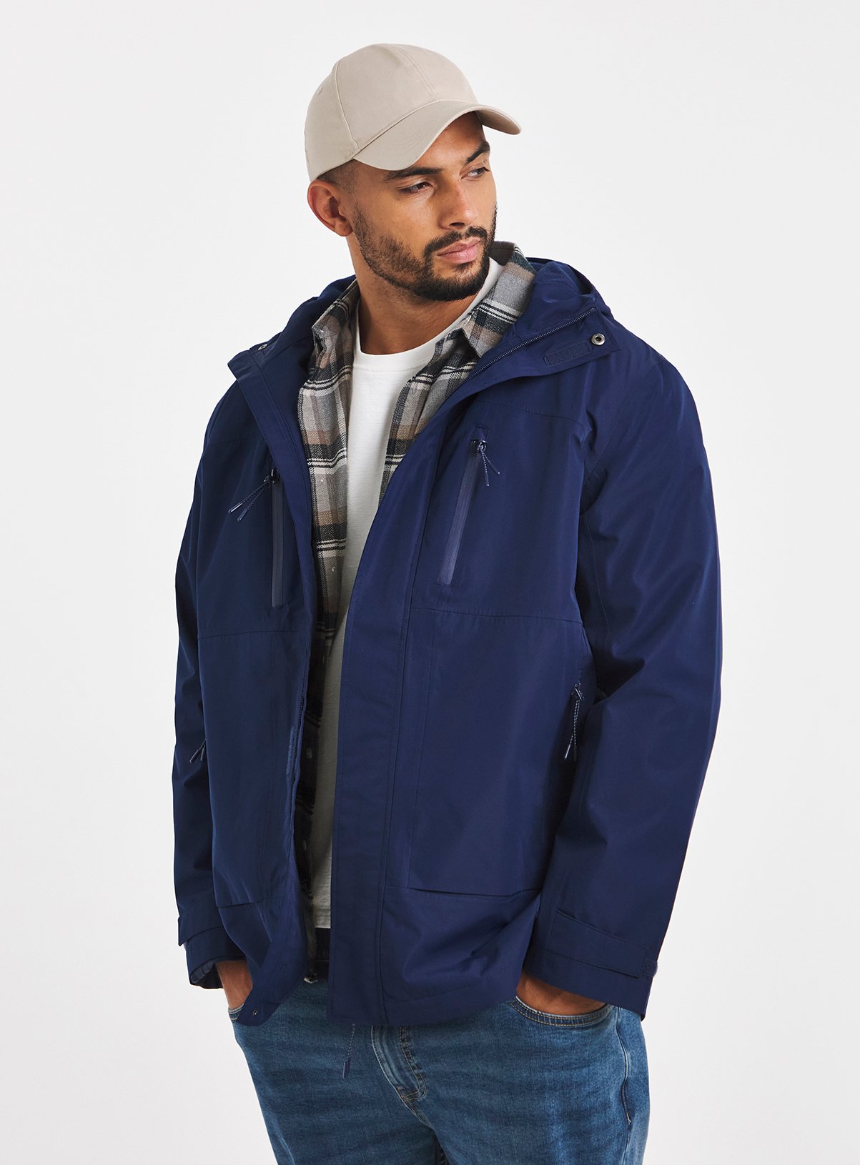 JACAMO Navy Fleece Lined Waterproof Anorak 