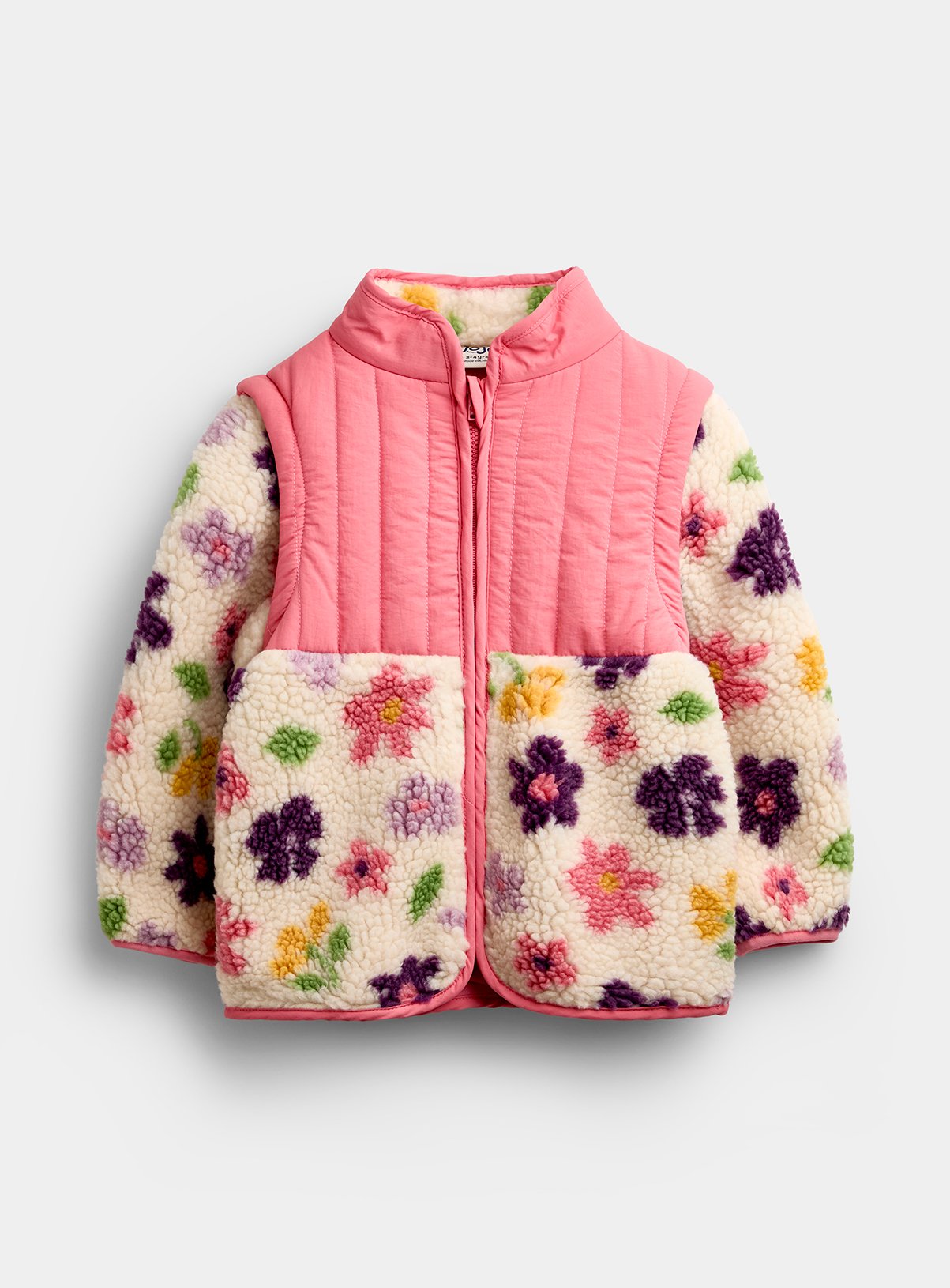JOJO MAMAN BÉBÉ 2 In 1 Bold Flower Fleece Gilet Jacket Cream 12-18 months