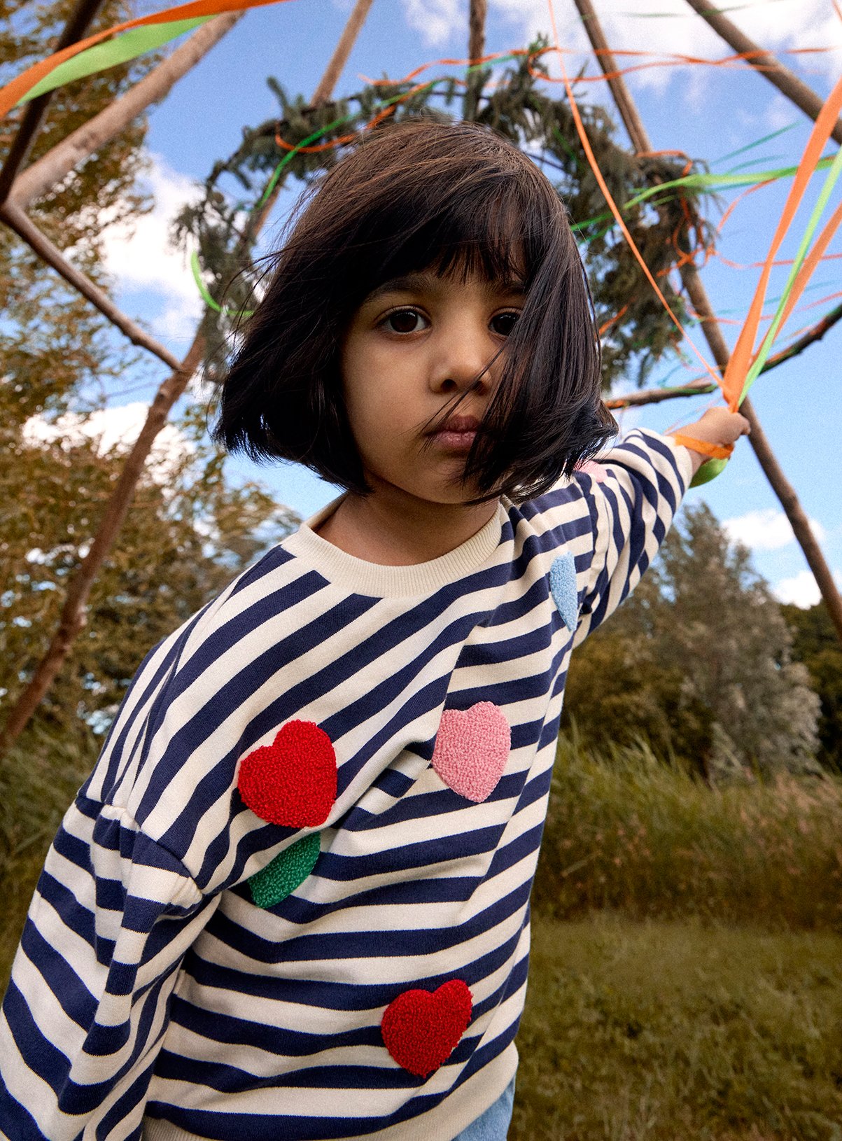JOJO MAMAN BÉBÉ Boucle Heart Tulle Sweatshirt Navy Blue 