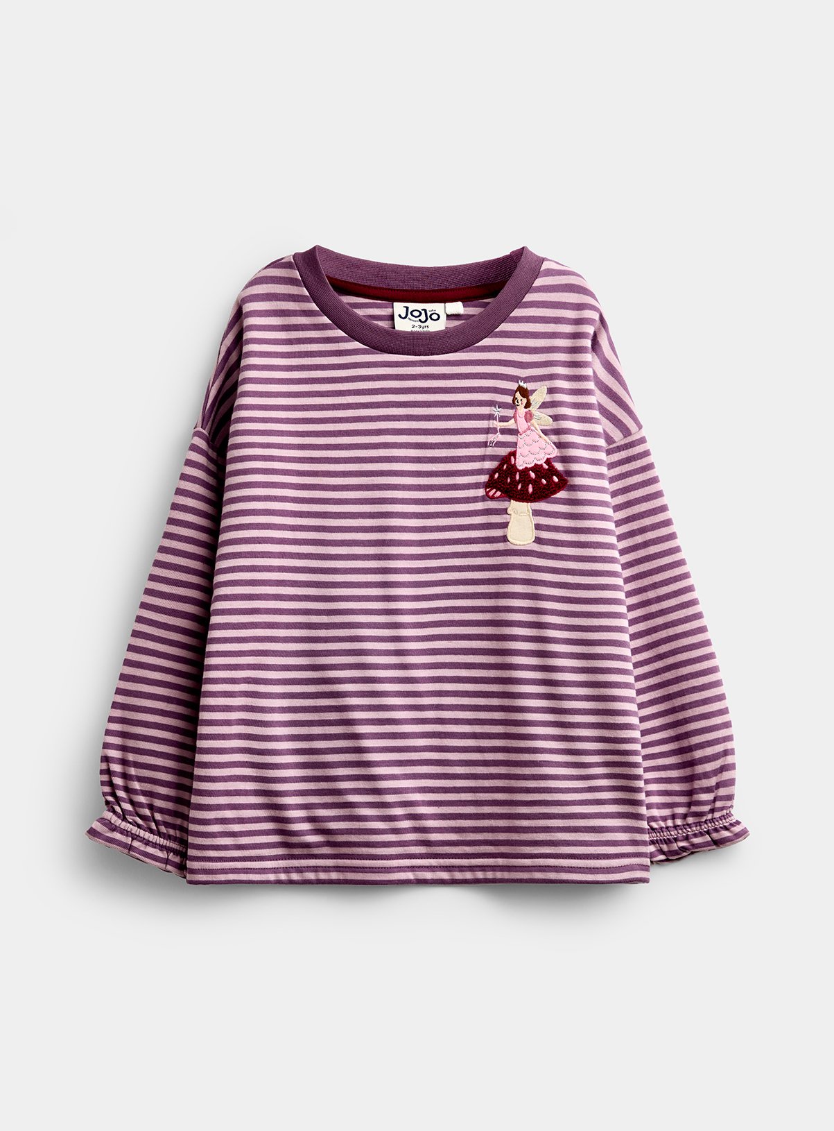 JOJO MAMAN BÉBÉ Fairy Mushroom Striped Top Plum 18-24 months