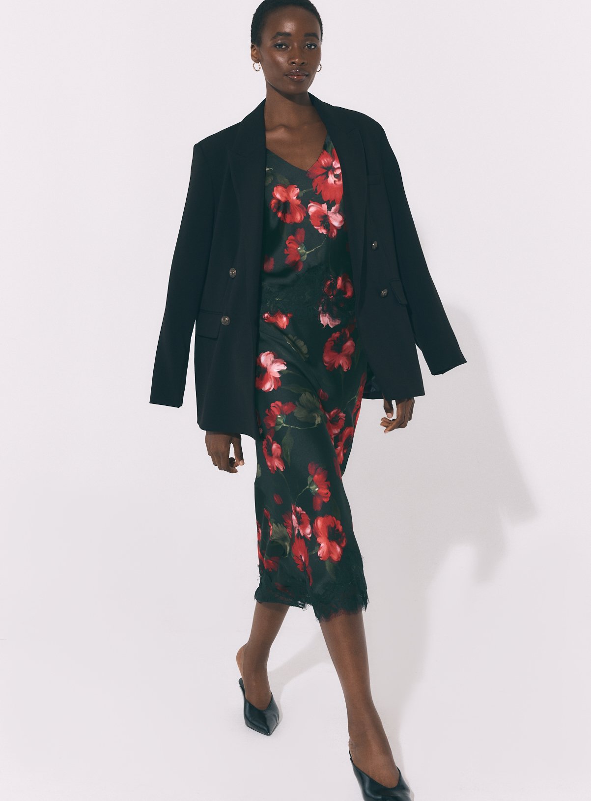 Red Floral Slip Skirt Co-Ord 
