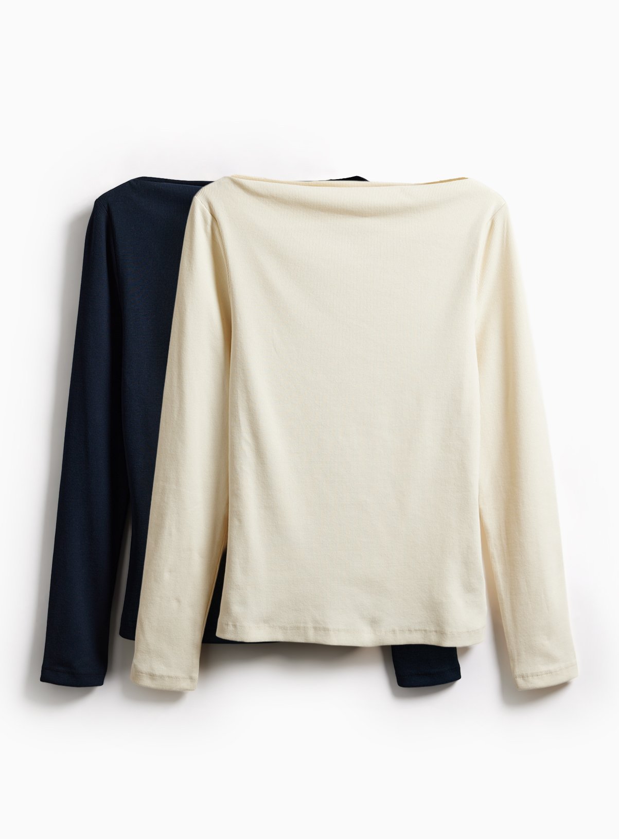 Ribbed Slash Neck Tops 2 Pack  