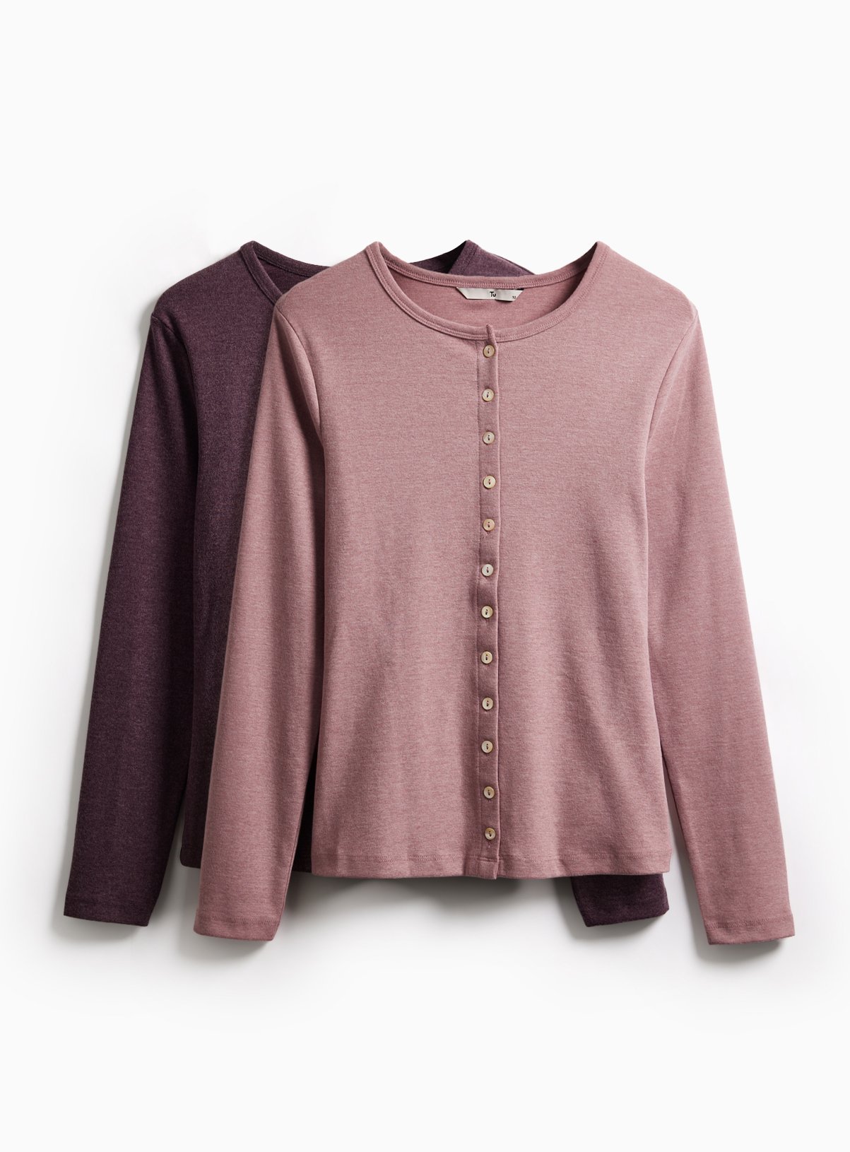 Button Through Long Sleeve Tops 2 Pack  