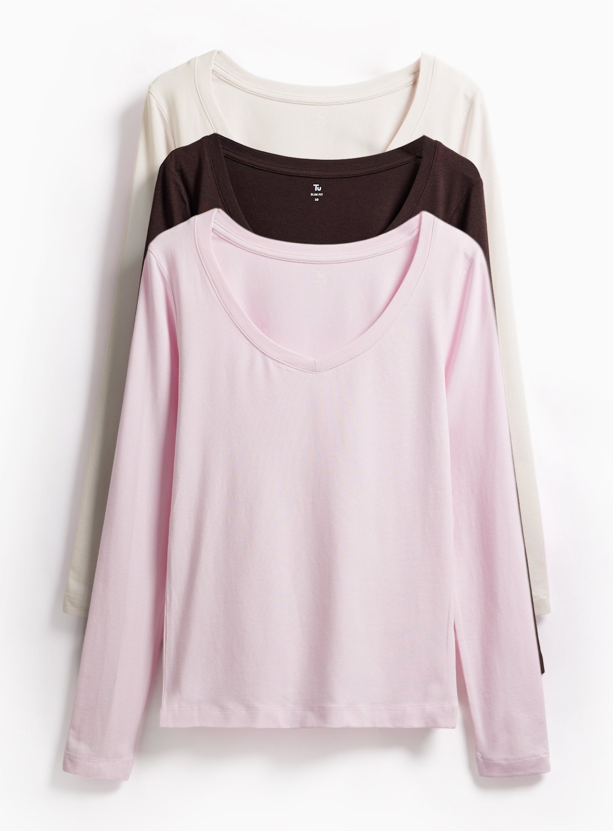 3 Pack Long Sleeve Scoop Neck Tops 