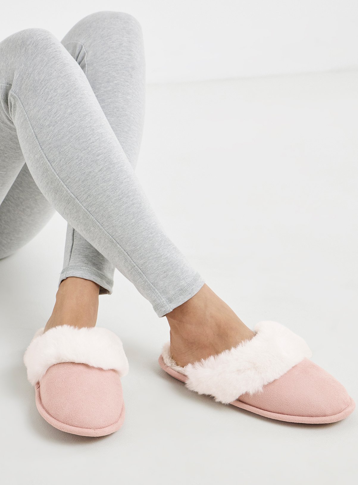 SIMPLY BE Pink Closed Toe Mule Slippers Wide Fit 