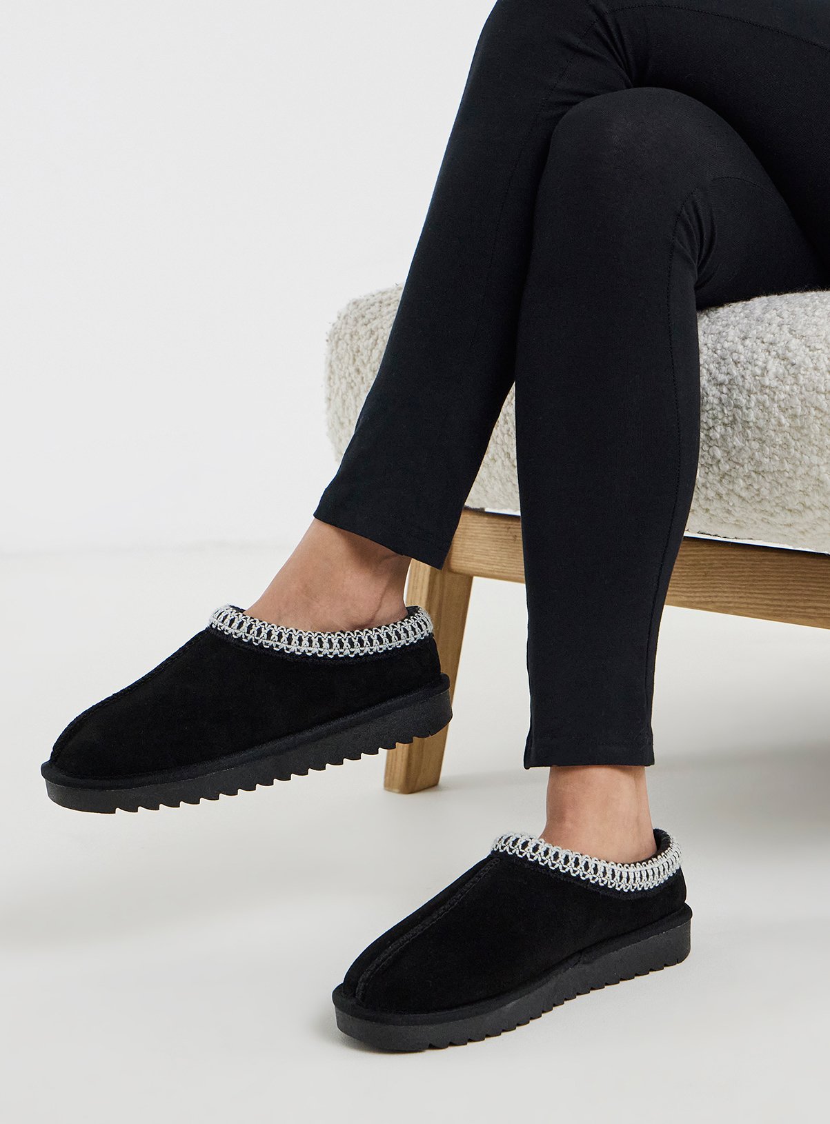 SIMPLY BE Embroidery Full Mule Slipper Wide Fit 