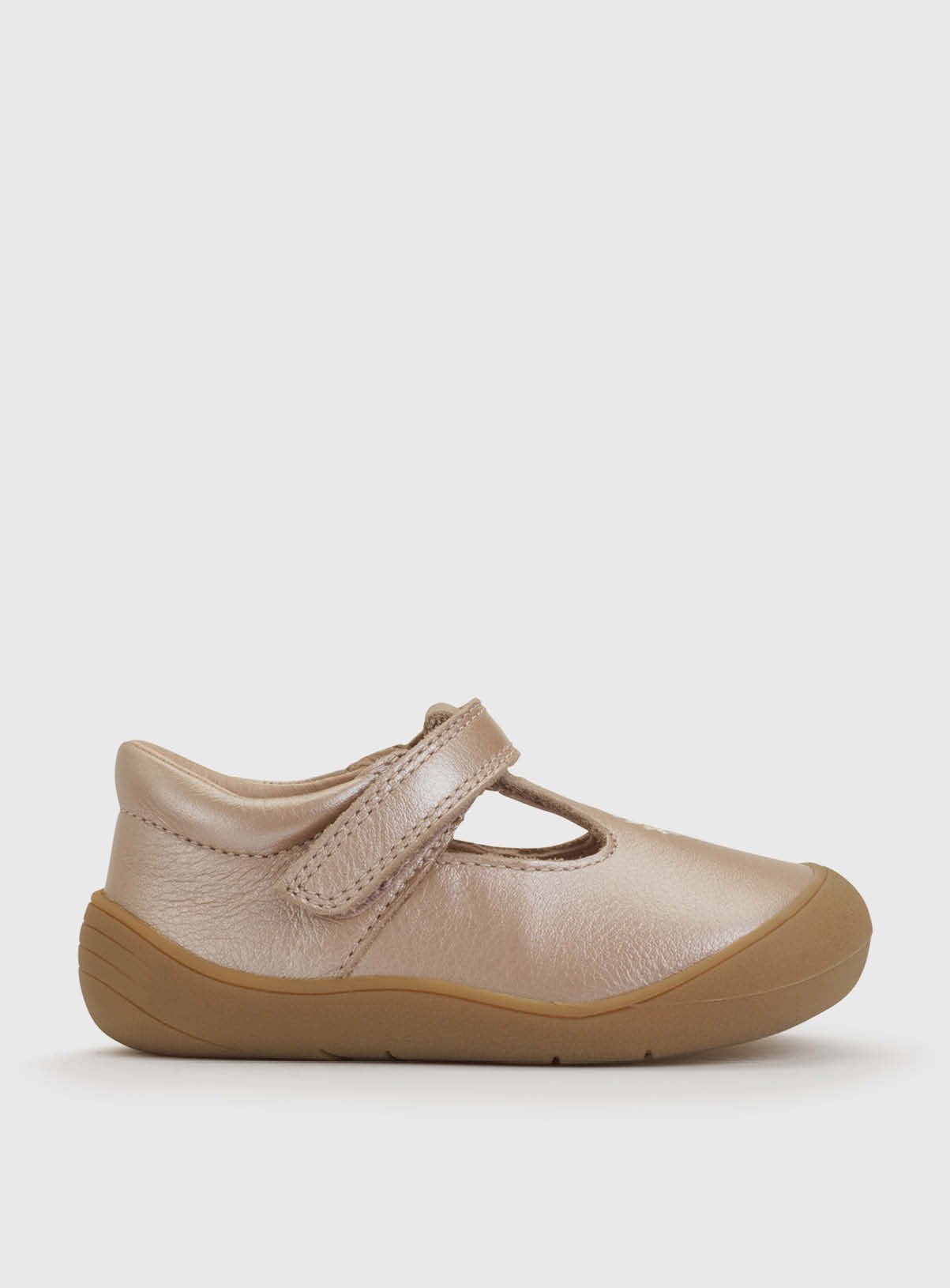 START-RITE Floret Taupe Pearlised Leather Girls Rip Tape Walking Shoes 