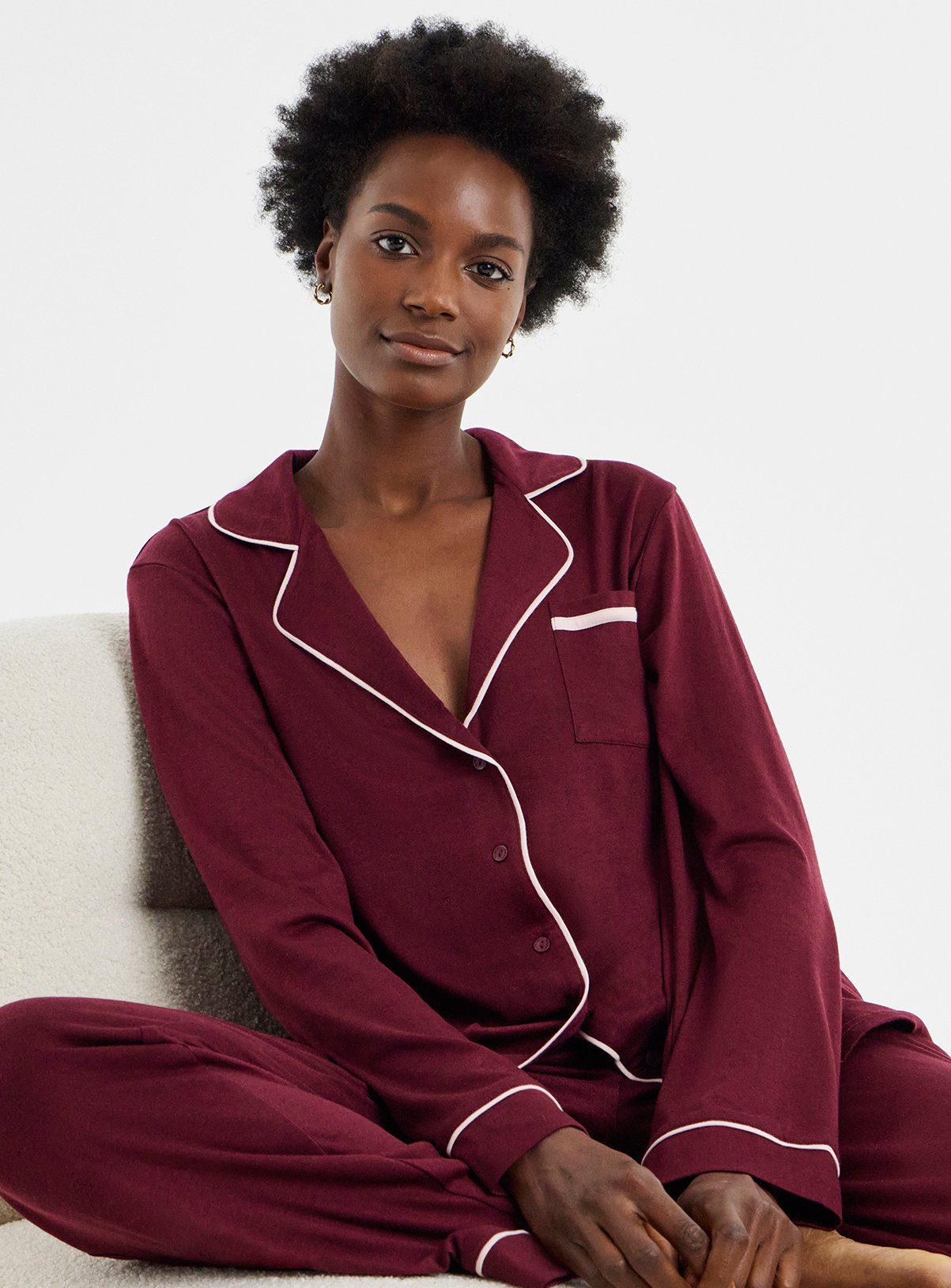 SIMPLY BE Viscose Blend Revere Pyjama Set 