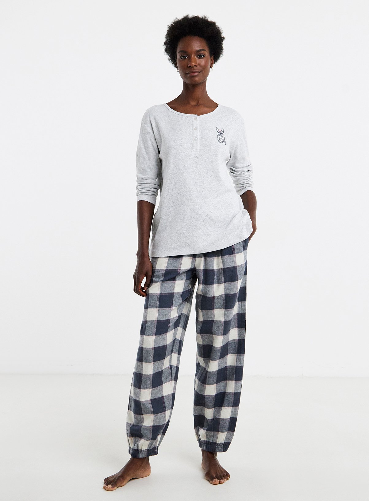 SIMPLY BE Pretty Secrets Henley Check Pyjama 