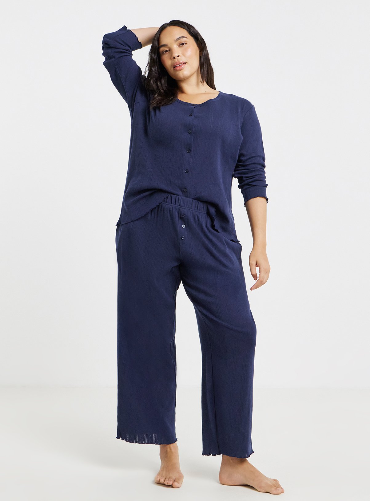 SIMPLY BE Pretty Secrets Pointelle Rib Pyjama Set 