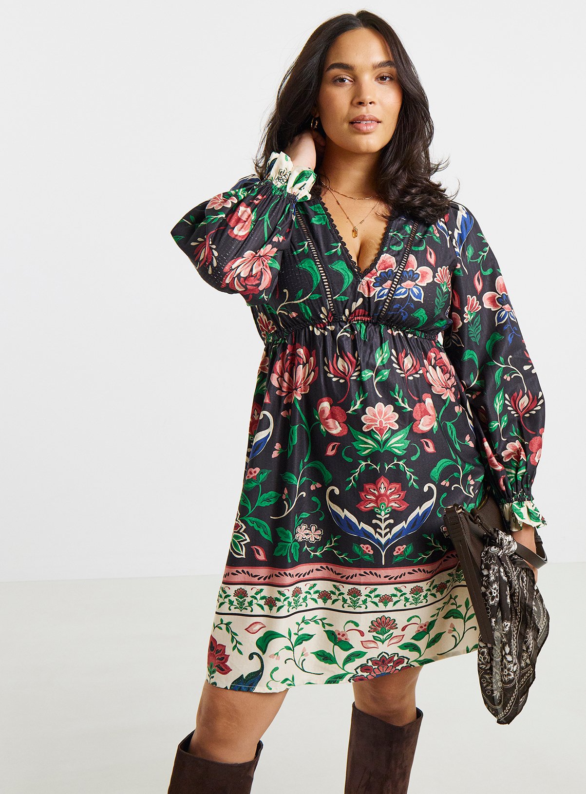 SIMPLY BE Border Print Skater Dress 