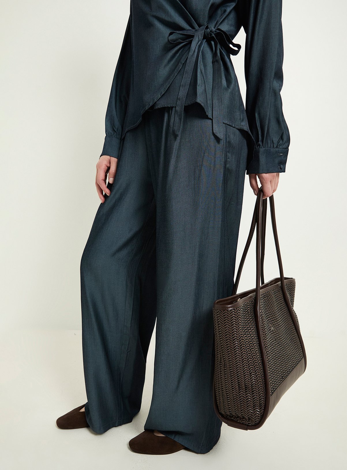 WALLIS Denim Look Wide Leg Trouser Co-Ord 