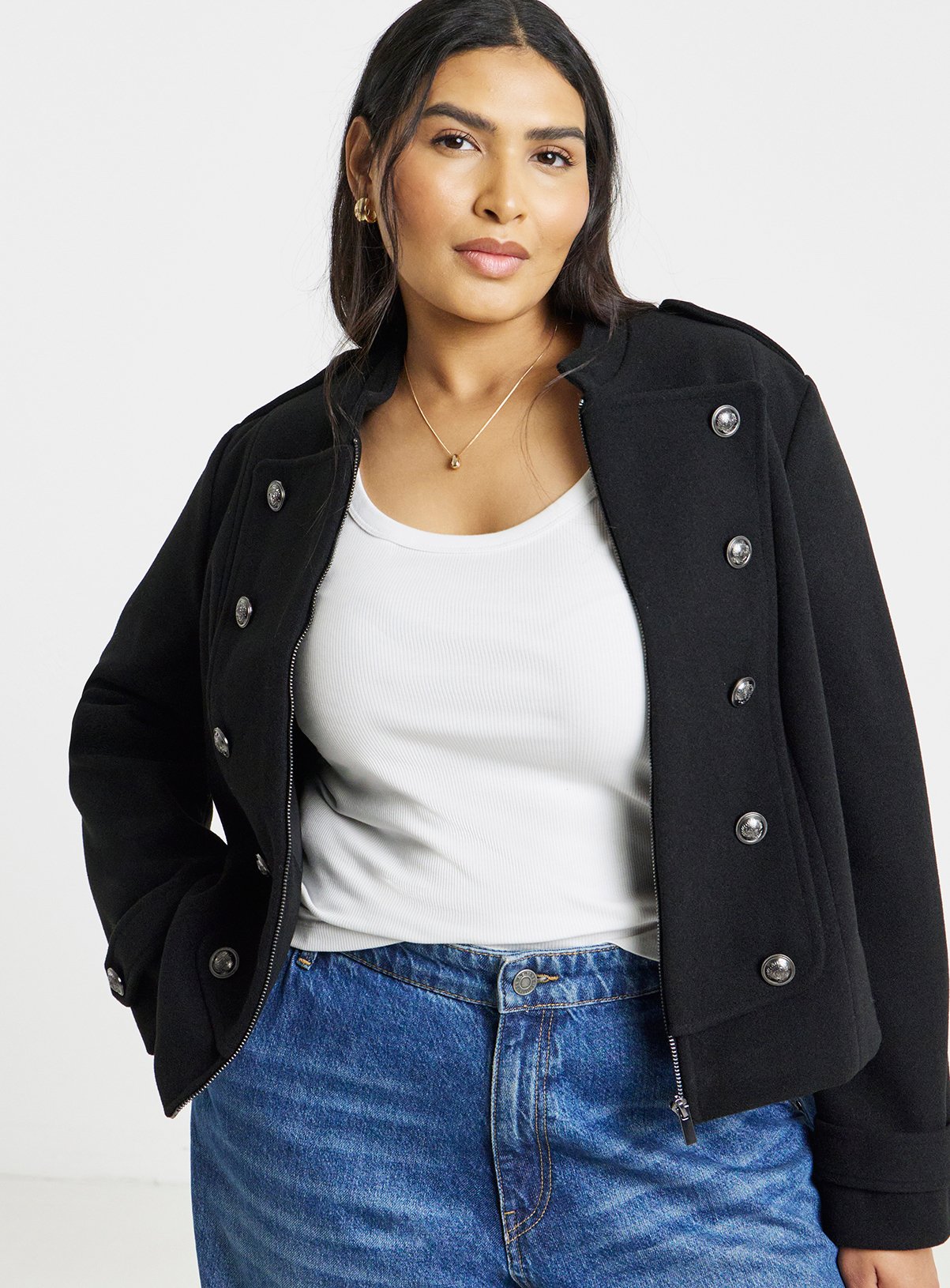 SIMPLY BE Zip Front Military Jacket 