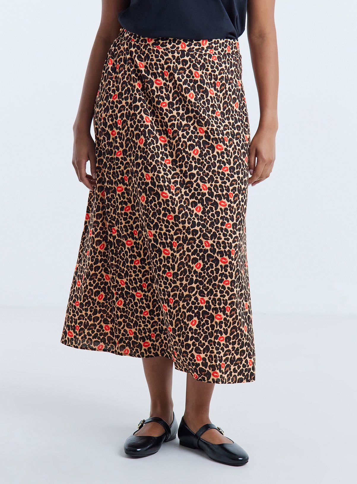 SIMPLY BE Leopard Woven Midaxi Skirt 