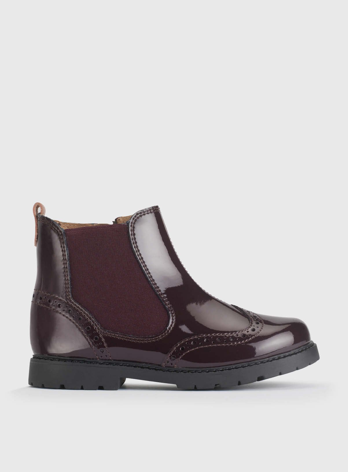 START-RITE Chelsea Burgundy Patent Leather Girls Zip Up Ankle Boots 
