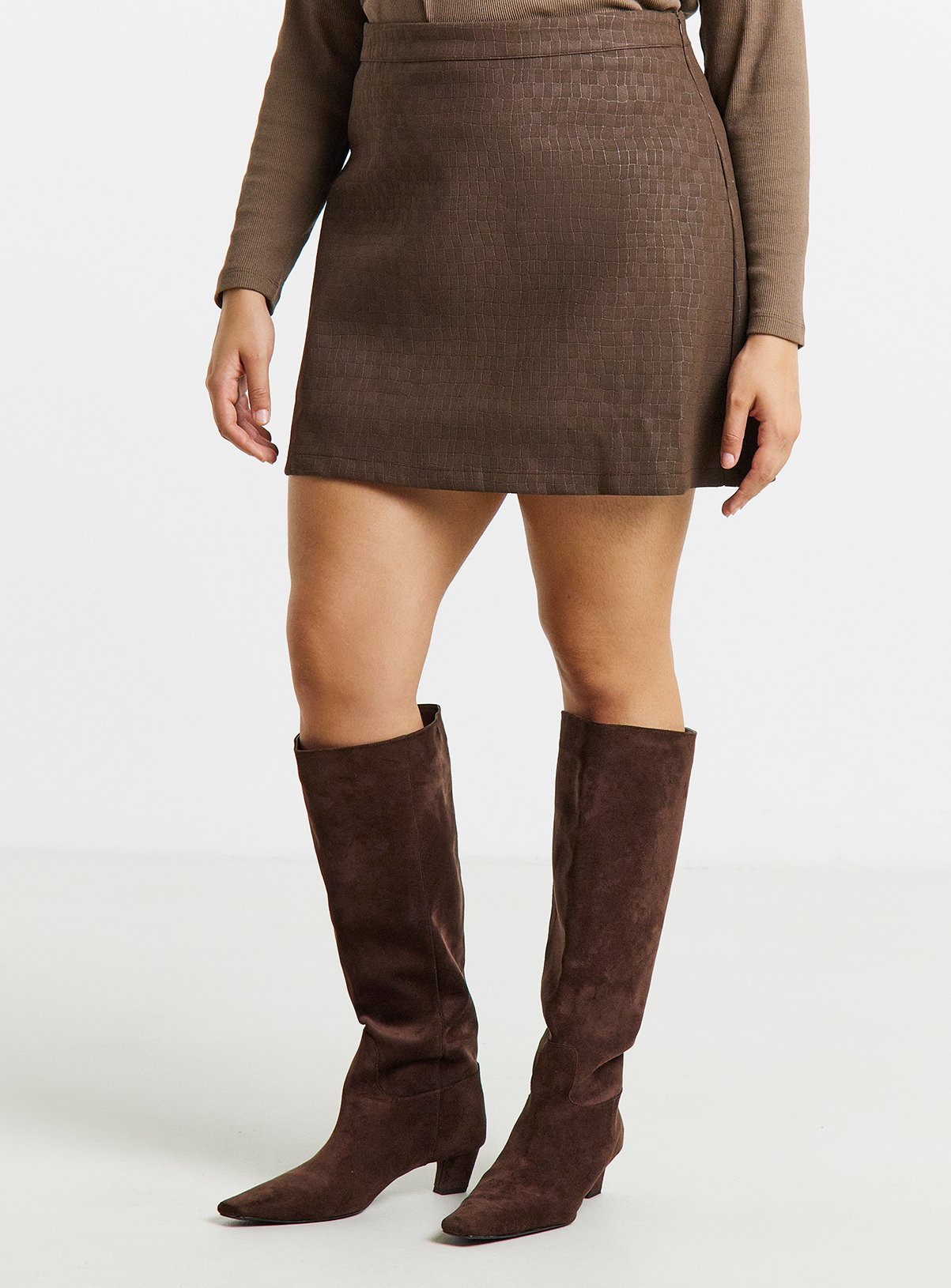 SIMPLY BE Chocolate Suedette Mini Skirt 