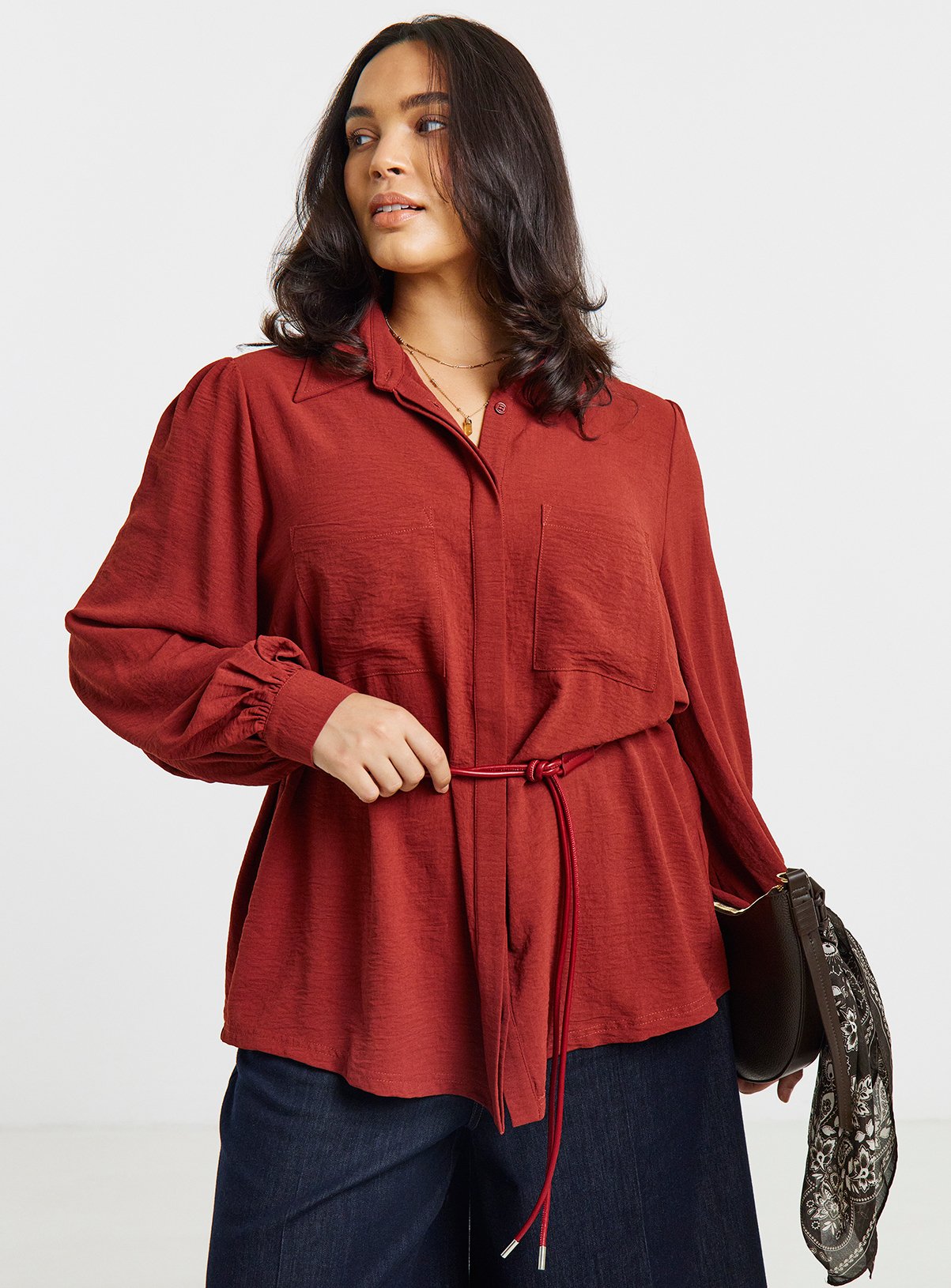 SIMPLY BE Rust Utility Shirt 