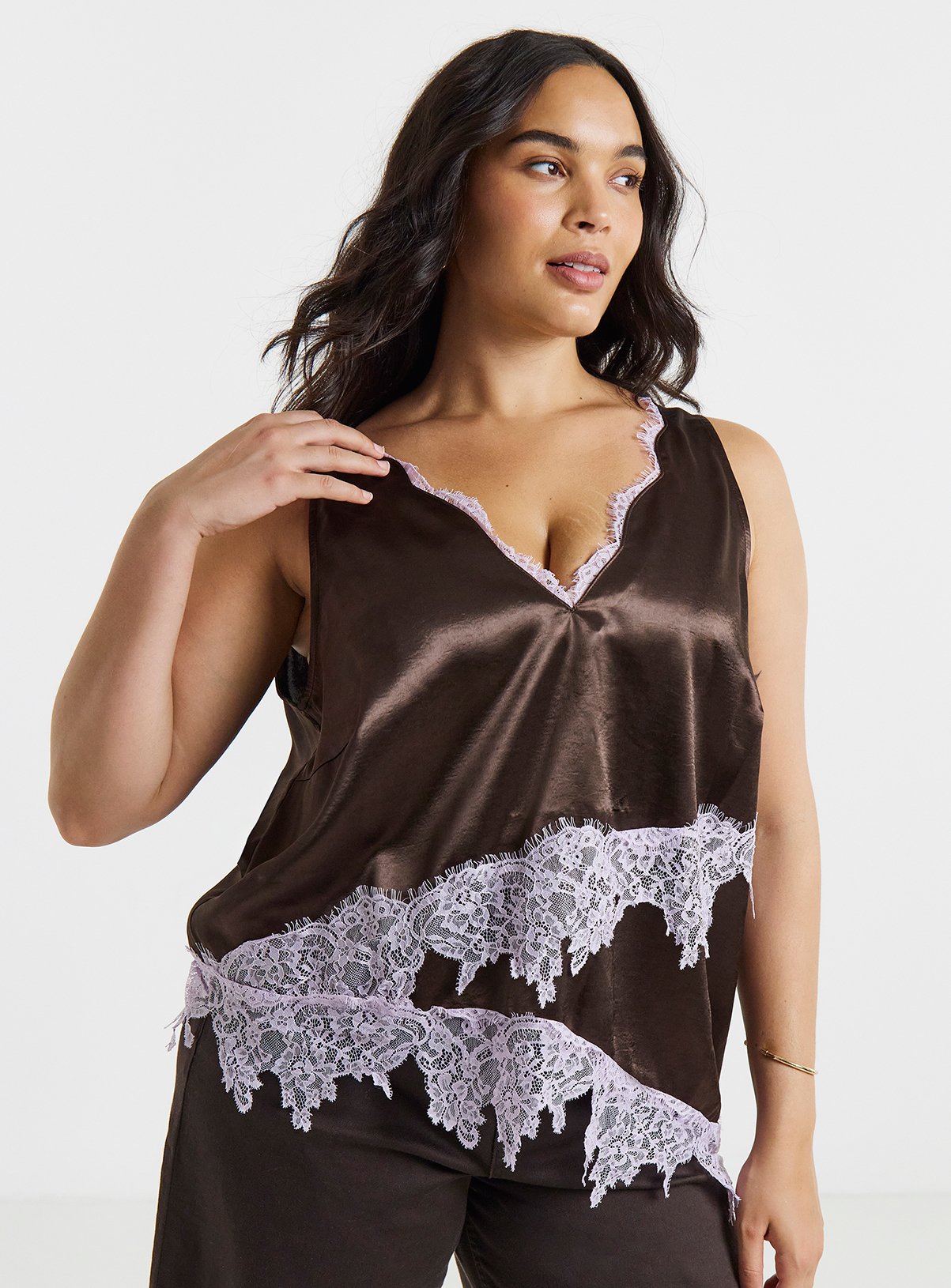 SIMPLY BE Satin Lace Cami Top 