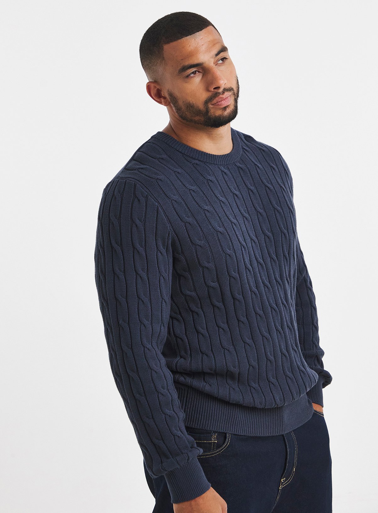 JACAMO Cable Design Crew Neck Jumper 
