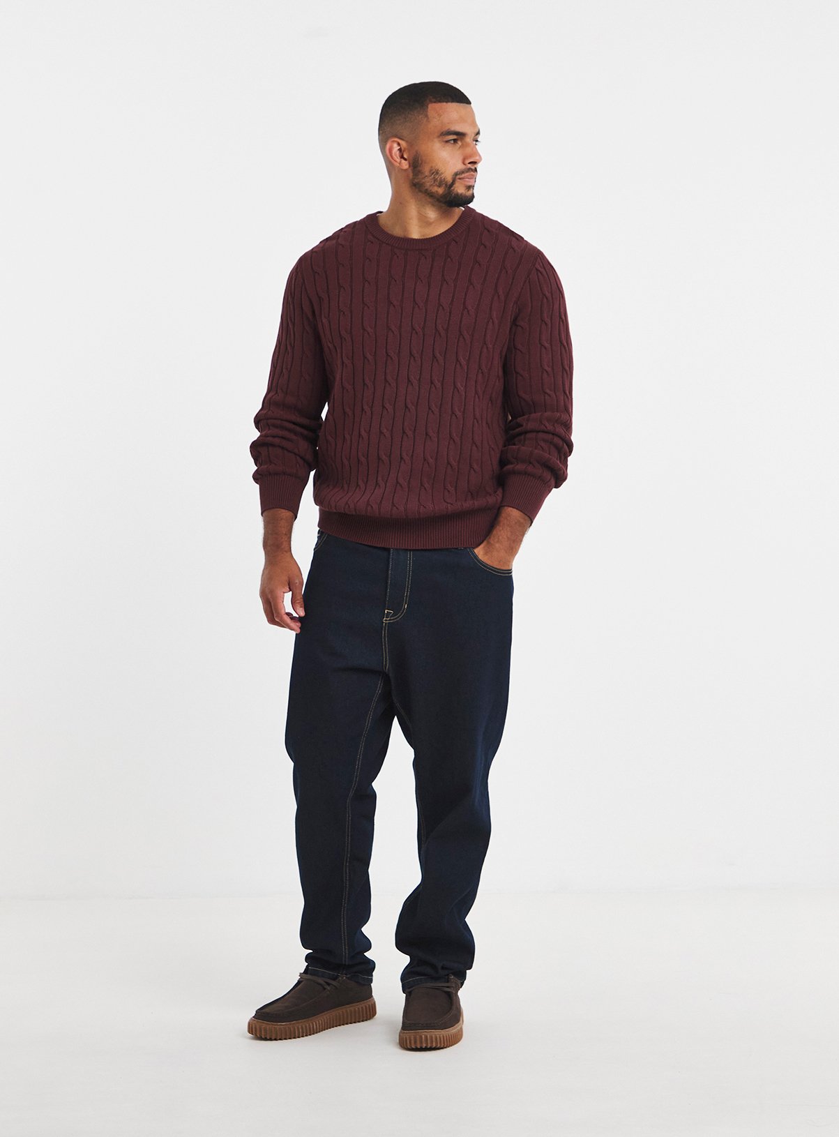 JACAMO Cable Design Crew Neck Jumper 