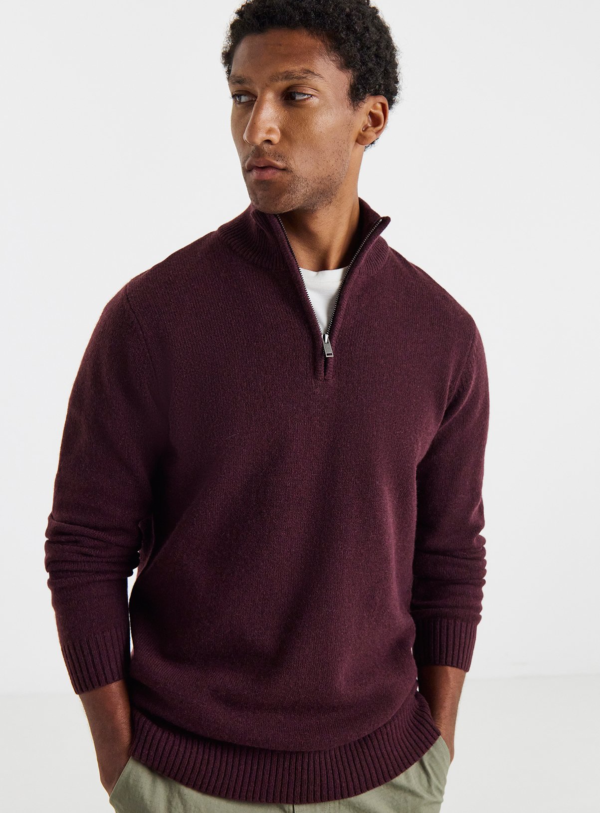JACAMO Lambswool 1/4 Zip Jumper Red 